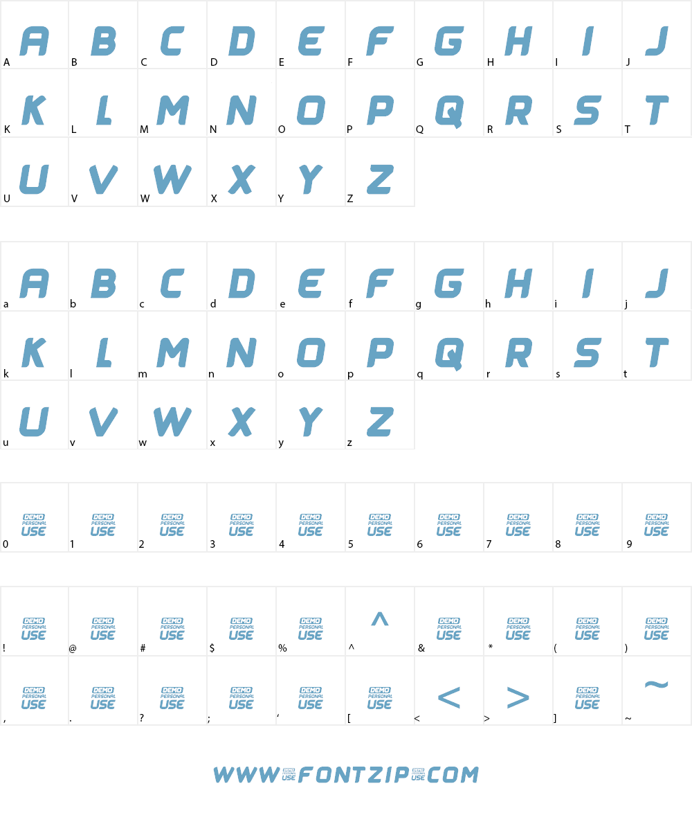 Zilap Nitro Font Character
